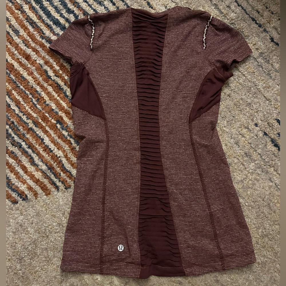 Lululemon Burgundy Striped Athletic Shirt